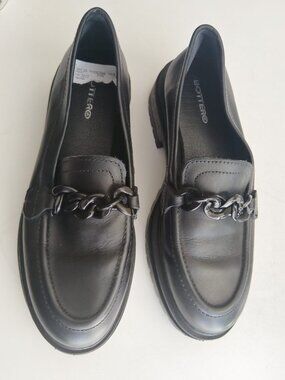 ✨ BOTTERO Black Genuine Leather Chunky Chain Loafers Made in Brazil 37 NEW